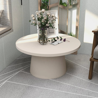 Dune Round 32" Wide Coffee Table in Fiberstone with a Pedestal Base - Elax Furniture