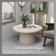 Dune Round 32" Wide Coffee Table in Fiberstone with a Pedestal Base - Elax Furniture