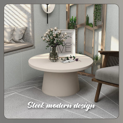 Dune Round 32" Wide Coffee Table in Fiberstone with a Pedestal Base - Elax Furniture