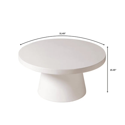Dune Round 32" Wide Coffee Table in Fiberstone with a Pedestal Base - Elax Furniture