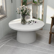 Dune Round 32" Wide Coffee Table in Fiberstone with a Pedestal Base - Elax Furniture