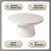 Dune Round 32" Wide Coffee Table in Fiberstone with a Pedestal Base - Elax Furniture