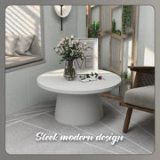 Dune Round 32" Wide Coffee Table in Fiberstone with a Pedestal Base - Elax Furniture