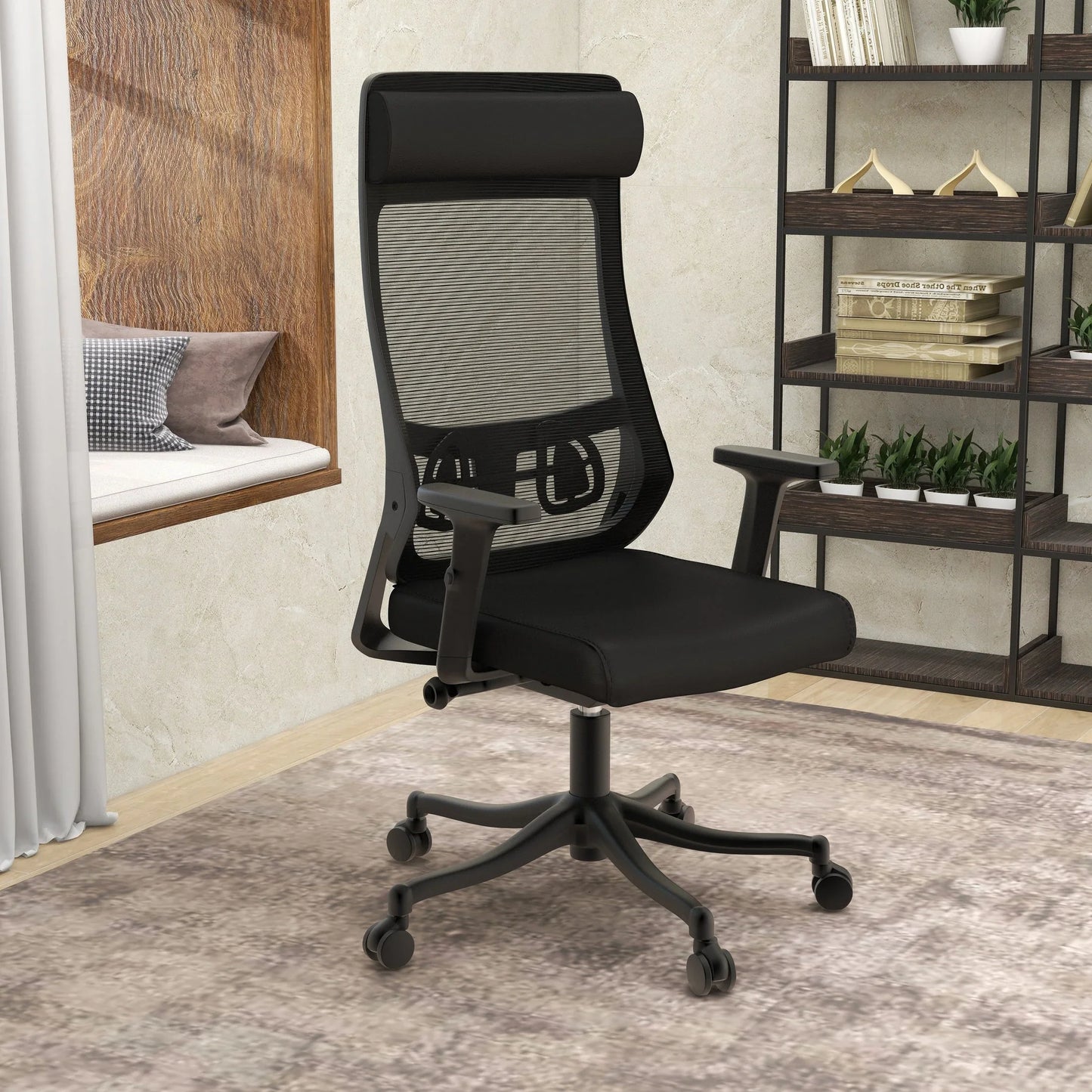 Dale Adjustable Upholstered Office Chair with Mesh Back - Elax Furniture