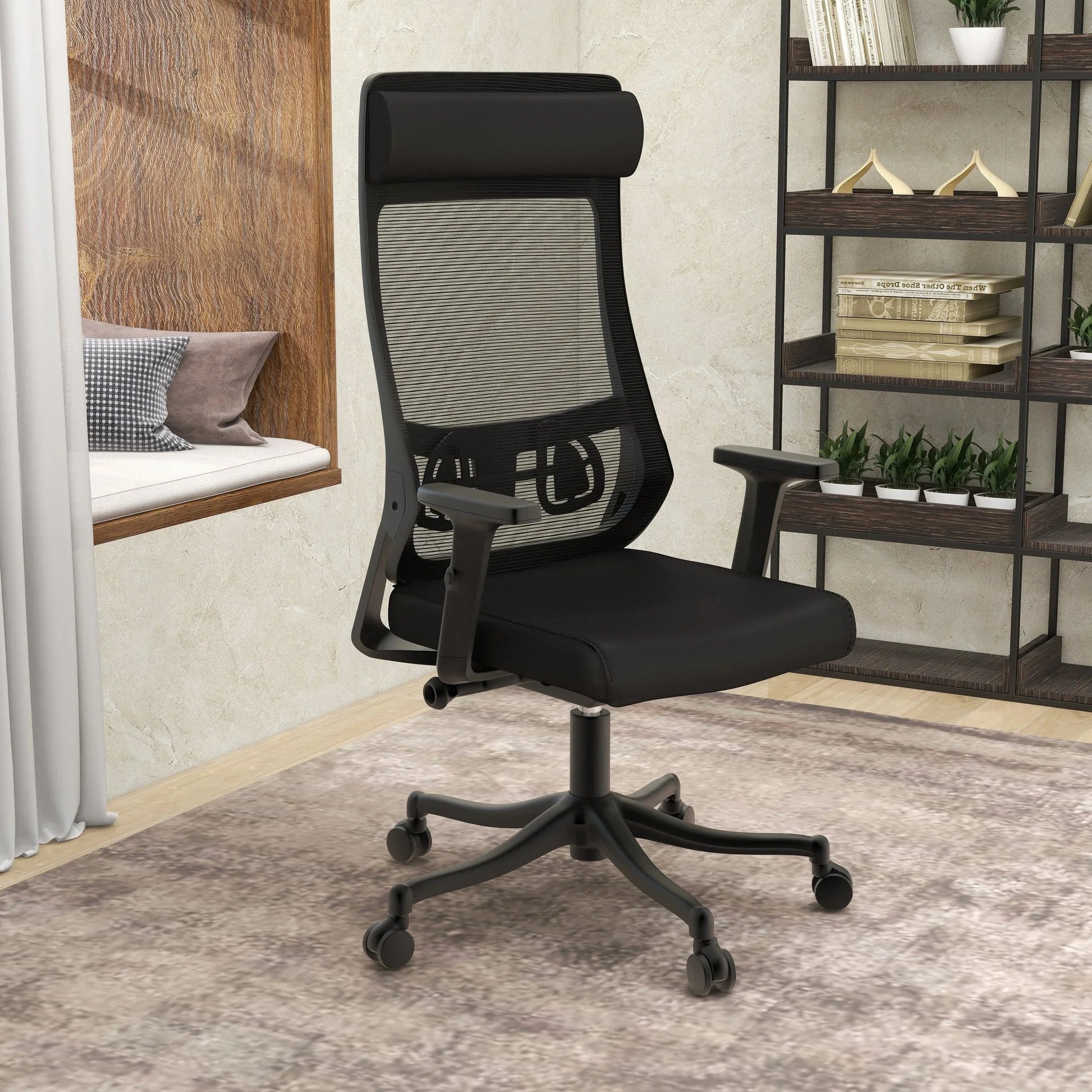 Dale Adjustable Upholstered Office Chair with Mesh Back - Elax Furniture