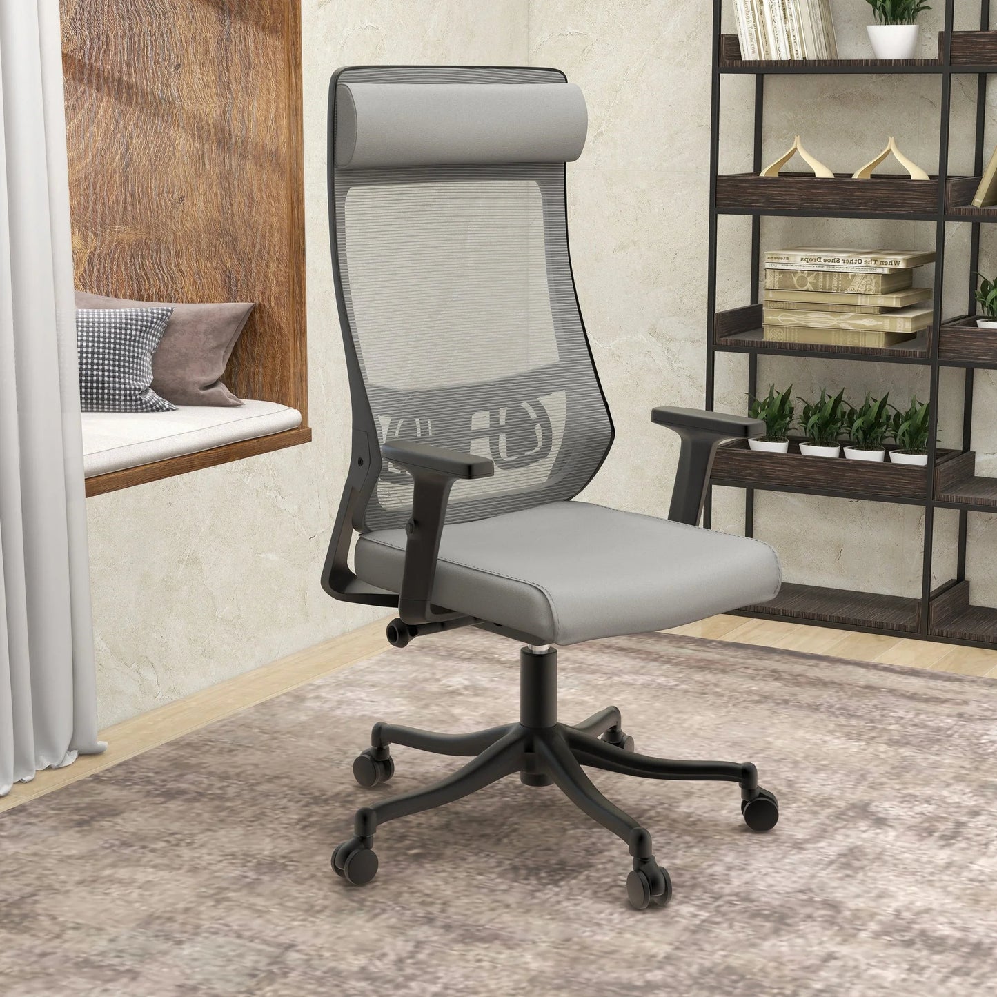 Dale Adjustable Upholstered Office Chair with Mesh Back - Elax Furniture