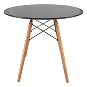 Dover 31"/47" Round Bistro Dining Table With Glass/MDF Tabletop and Beech Wood Eiffel Base MDF 31 inches Black Dining Table Leisuremod