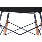 Dover 31"/47" Round Bistro Dining Table With Glass/MDF Tabletop and Beech Wood Eiffel Base MDF 47 inches Black Dining Table Leisuremod
