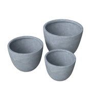 Dahlia 3-Piece Fiberstone and MGO Clay Planter Set, Mid-Century Modern Round Planter Pot for Indoor and Outdoor Home - Elax Furniture