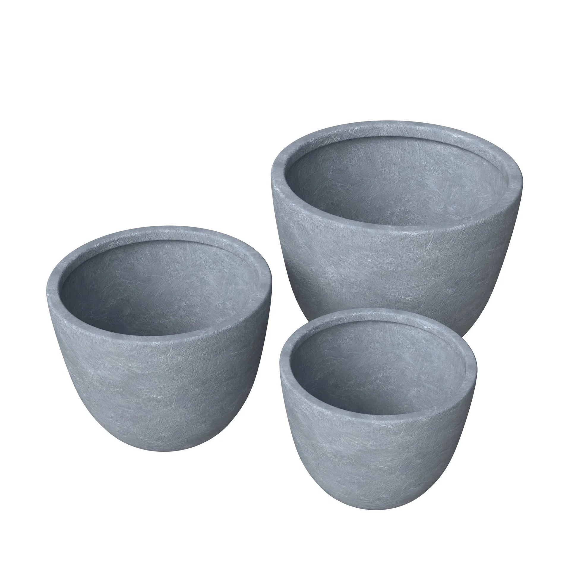 Dahlia 3-Piece Fiberstone and MGO Clay Planter Set, Mid-Century Modern Round Planter Pot for Indoor and Outdoor Home - Elax Furniture