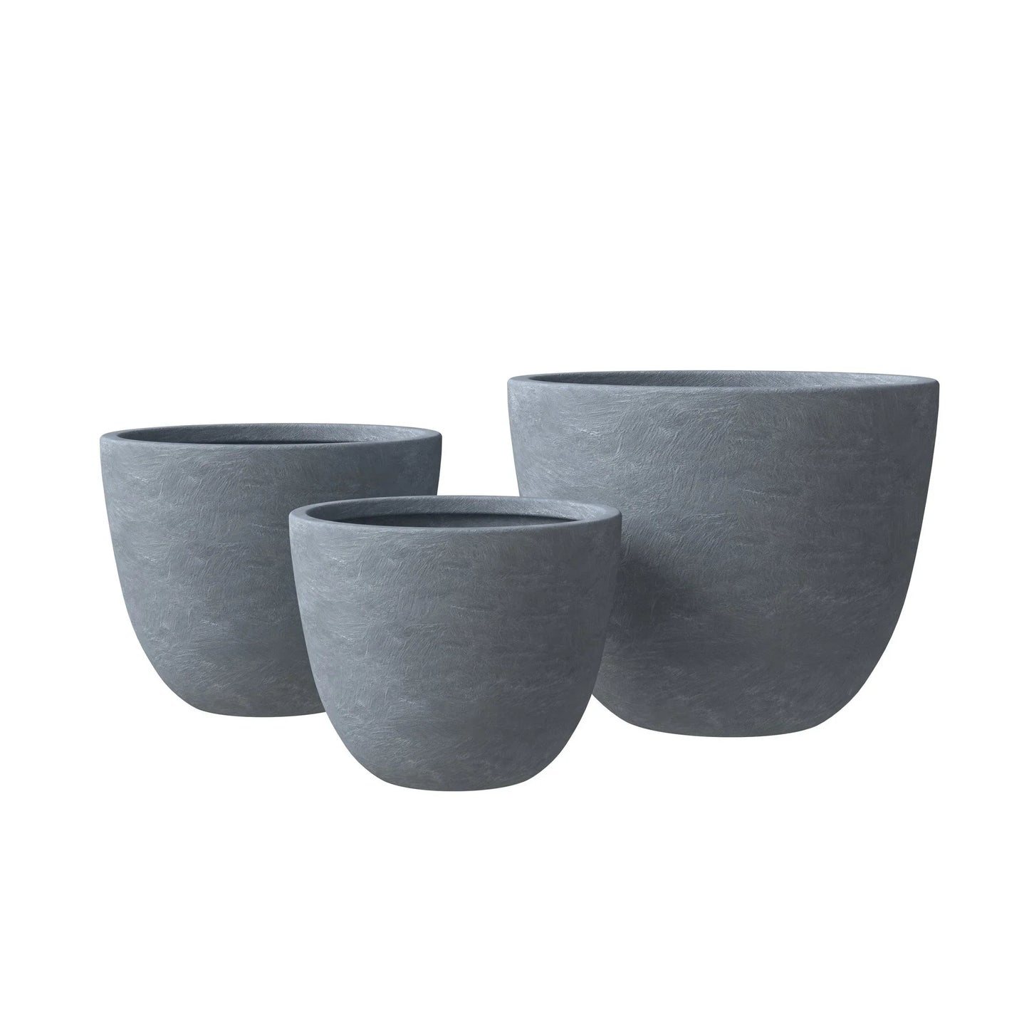 Dahlia 3-Piece Fiberstone and MGO Clay Planter Set, Mid-Century Modern Round Planter Pot for Indoor and Outdoor Home - Elax Furniture