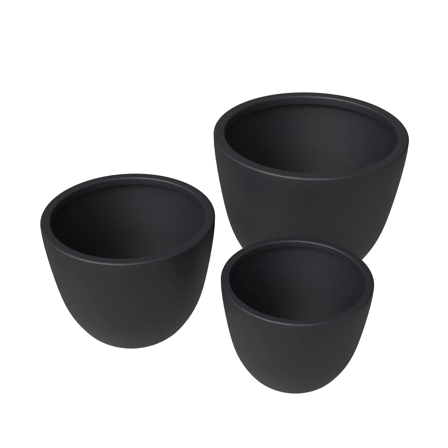 Dahlia 3-Piece Fiberstone and MGO Clay Planter Set, Mid-Century Modern Round Planter Pot for Indoor and Outdoor Home - Elax Furniture