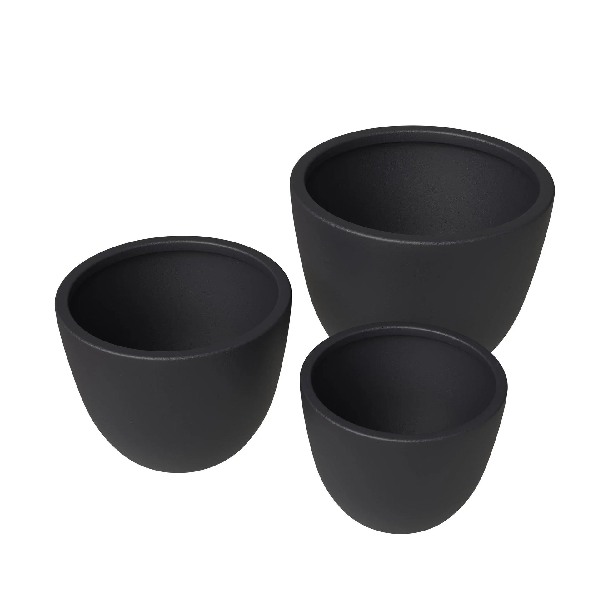 Dahlia 3-Piece Fiberstone and MGO Clay Planter Set, Mid-Century Modern Round Planter Pot for Indoor and Outdoor Home - Elax Furniture