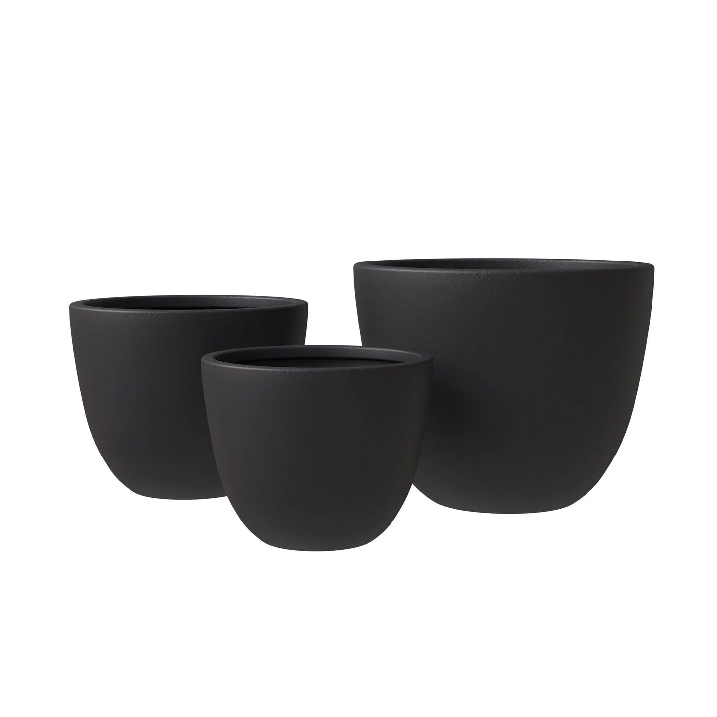 Dahlia 3-Piece Fiberstone and MGO Clay Planter Set, Mid-Century Modern Round Planter Pot for Indoor and Outdoor Home - Elax Furniture