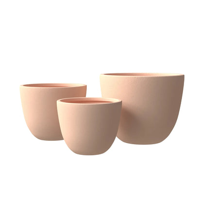 Dahlia 3-Piece Fiberstone and MGO Clay Planter Set, Mid-Century Modern Round Planter Pot for Indoor and Outdoor Home - Elax Furniture