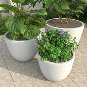Dahlia 3-Piece Fiberstone and MGO Clay Planter Set, Mid-Century Modern Round Planter Pot for Indoor and Outdoor Home - Elax Furniture
