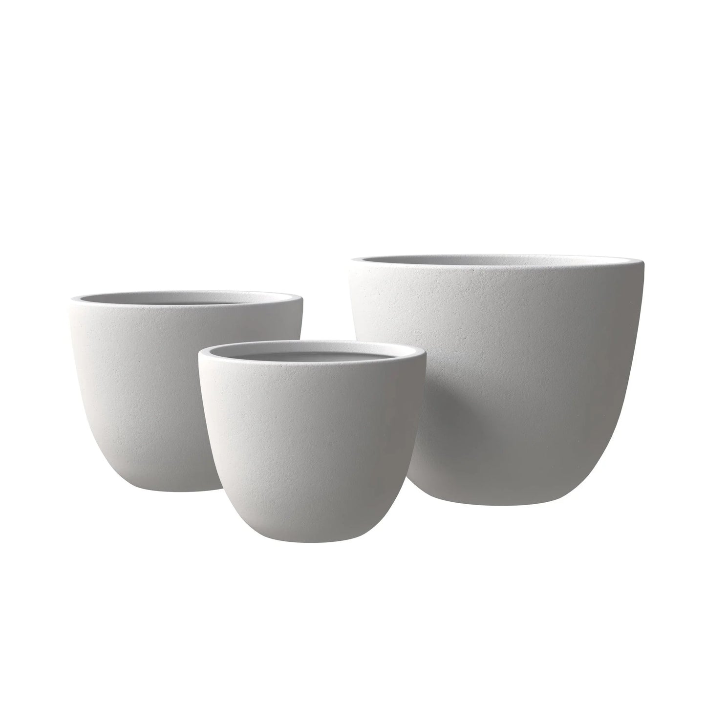 Dahlia 3-Piece Fiberstone and MGO Clay Planter Set, Mid-Century Modern Round Planter Pot for Indoor and Outdoor Home - Elax Furniture