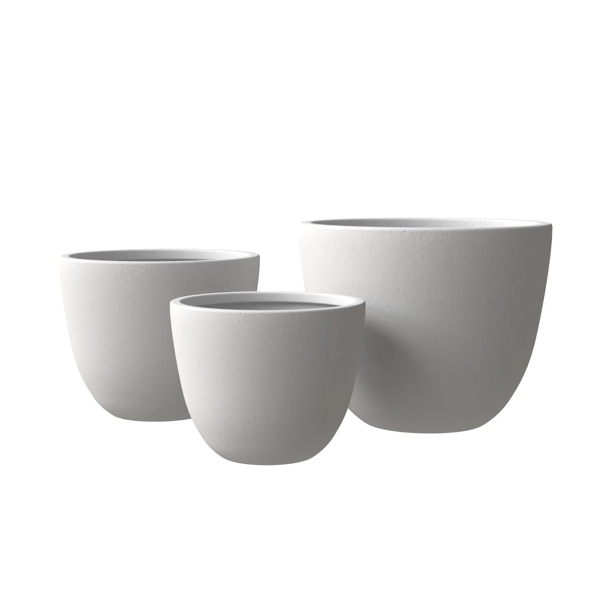 Dahlia 3-Piece Fiberstone and MGO Clay Planter Set, Mid-Century Modern Round Planter Pot for Indoor and Outdoor Home - Elax Furniture