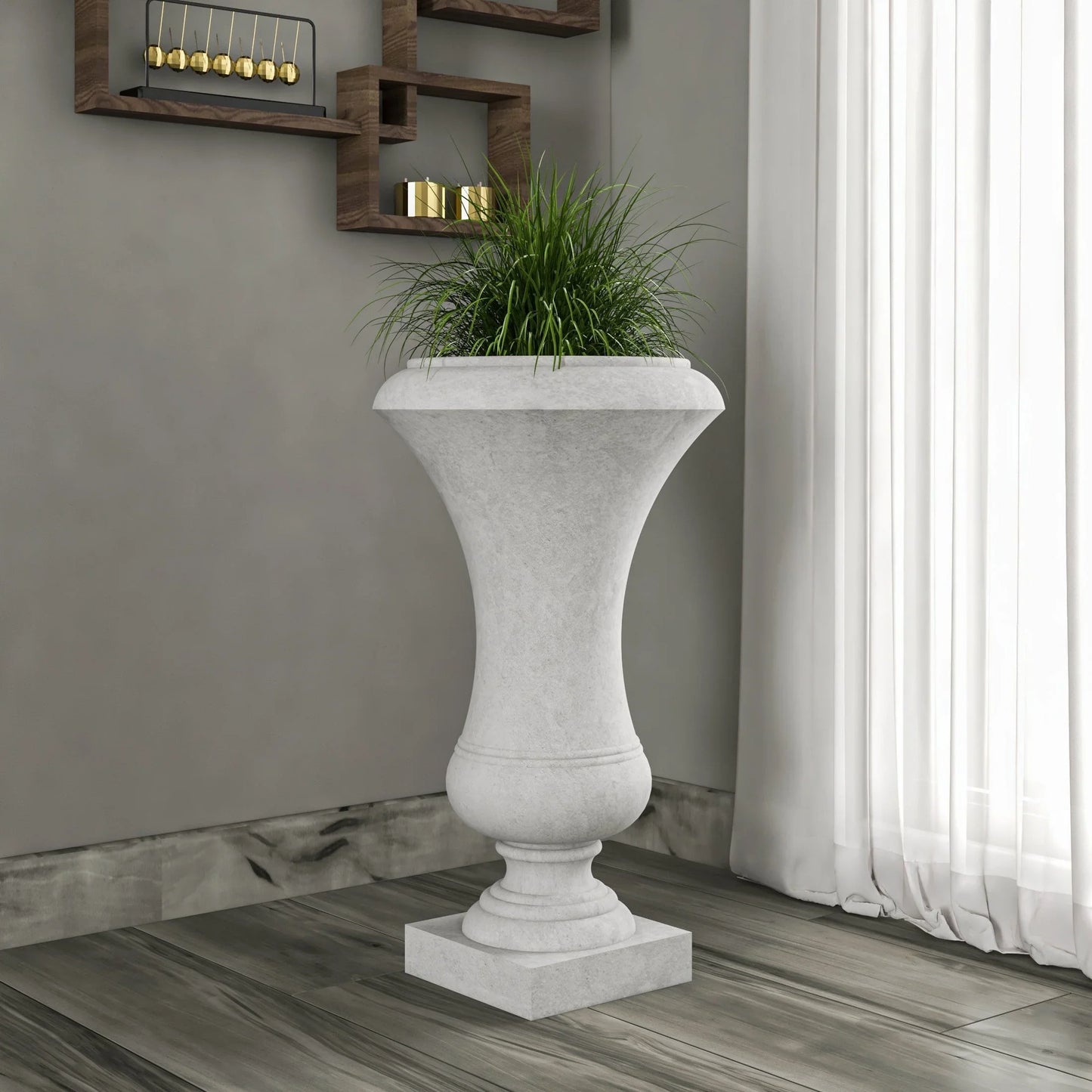 Daisy Fiberstone and Clay Urn Planter with Drainage Holes for Indoor and Outdoor - Elax Furniture