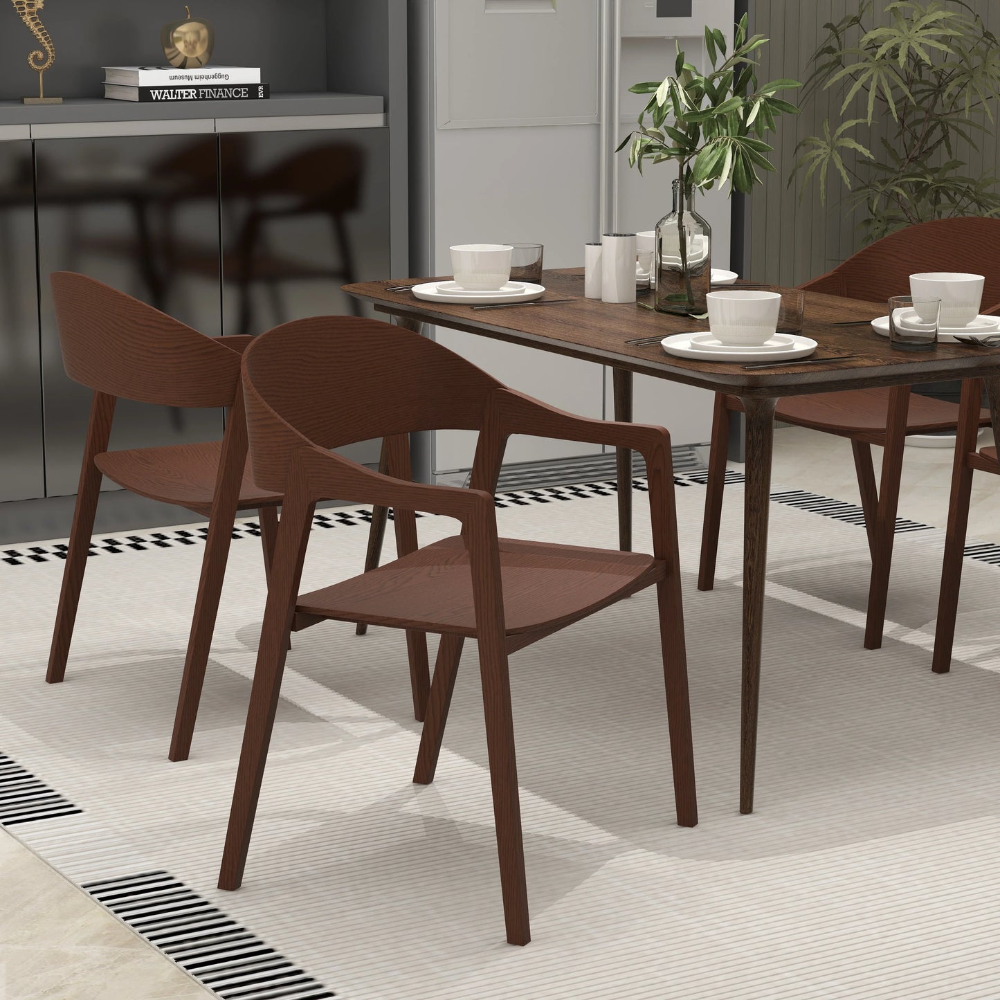 Rivo Dining Chairs in Sturdy Oak Wood with Open Back Design and Armrests - Elax Furniture