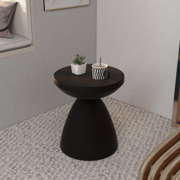 Dune Side Table Fiberstone Round Accent Table and Hourglass Pedestal Base - Elax Furniture