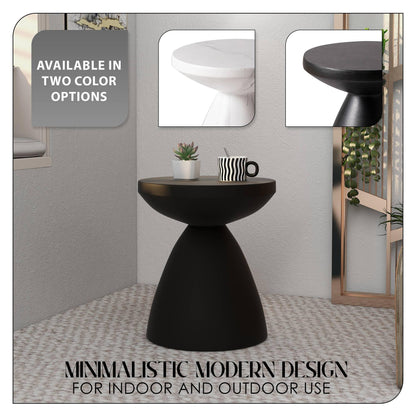 Dune Side Table Fiberstone Round Accent Table and Hourglass Pedestal Base - Elax Furniture