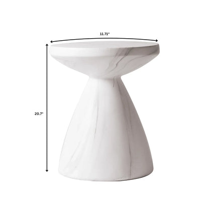 Dune Side Table Fiberstone Round Accent Table and Hourglass Pedestal Base - Elax Furniture