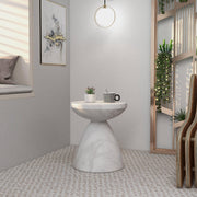 Dune Side Table Fiberstone Round Accent Table and Hourglass Pedestal Base - Elax Furniture