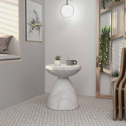 Dune Side Table Fiberstone Round Accent Table and Hourglass Pedestal Base - Elax Furniture
