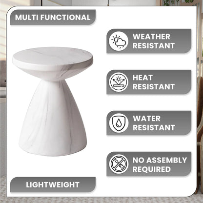 Dune Side Table Fiberstone Round Accent Table and Hourglass Pedestal Base - Elax Furniture