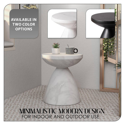 Dune Side Table Fiberstone Round Accent Table and Hourglass Pedestal Base - Elax Furniture