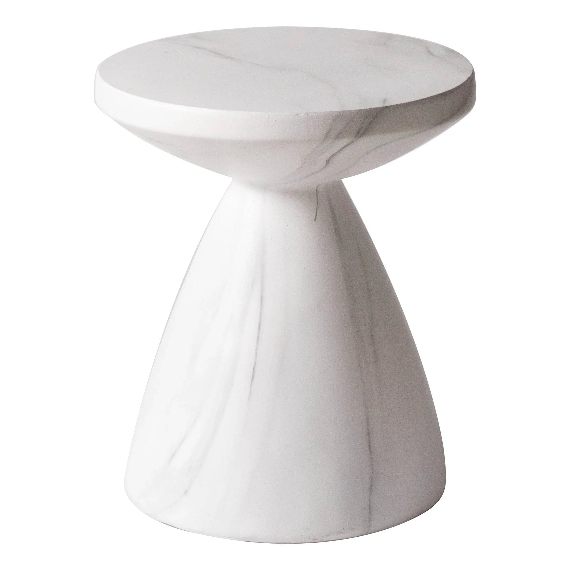 Dune Side Table Fiberstone Round Accent Table and Hourglass Pedestal Base - Elax Furniture