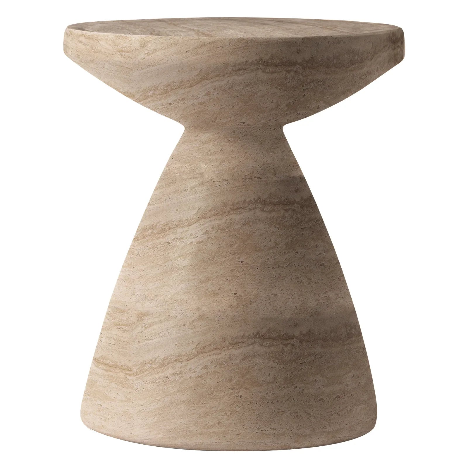 Dune Side Table Fiberstone Round Accent Table and Hourglass Pedestal Base - Elax Furniture