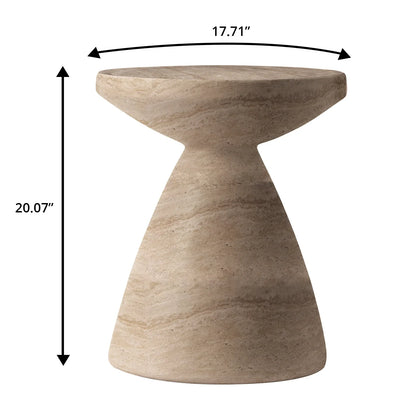 Dune Side Table Fiberstone Round Accent Table and Hourglass Pedestal Base - Elax Furniture