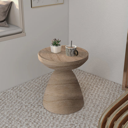 Dune Side Table Fiberstone Round Accent Table and Hourglass Pedestal Base - Elax Furniture