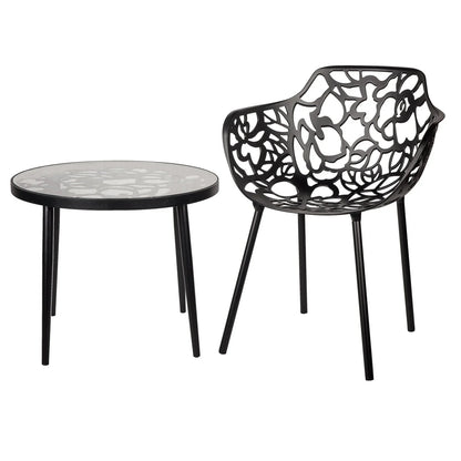 Devon Tree Design Glass Top Aluminum Base Outdoor End Table - Elax Furniture