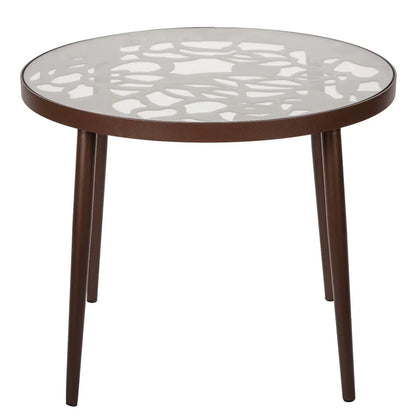 Devon Tree Design Glass Top Aluminum Base Outdoor End Table - Elax Furniture