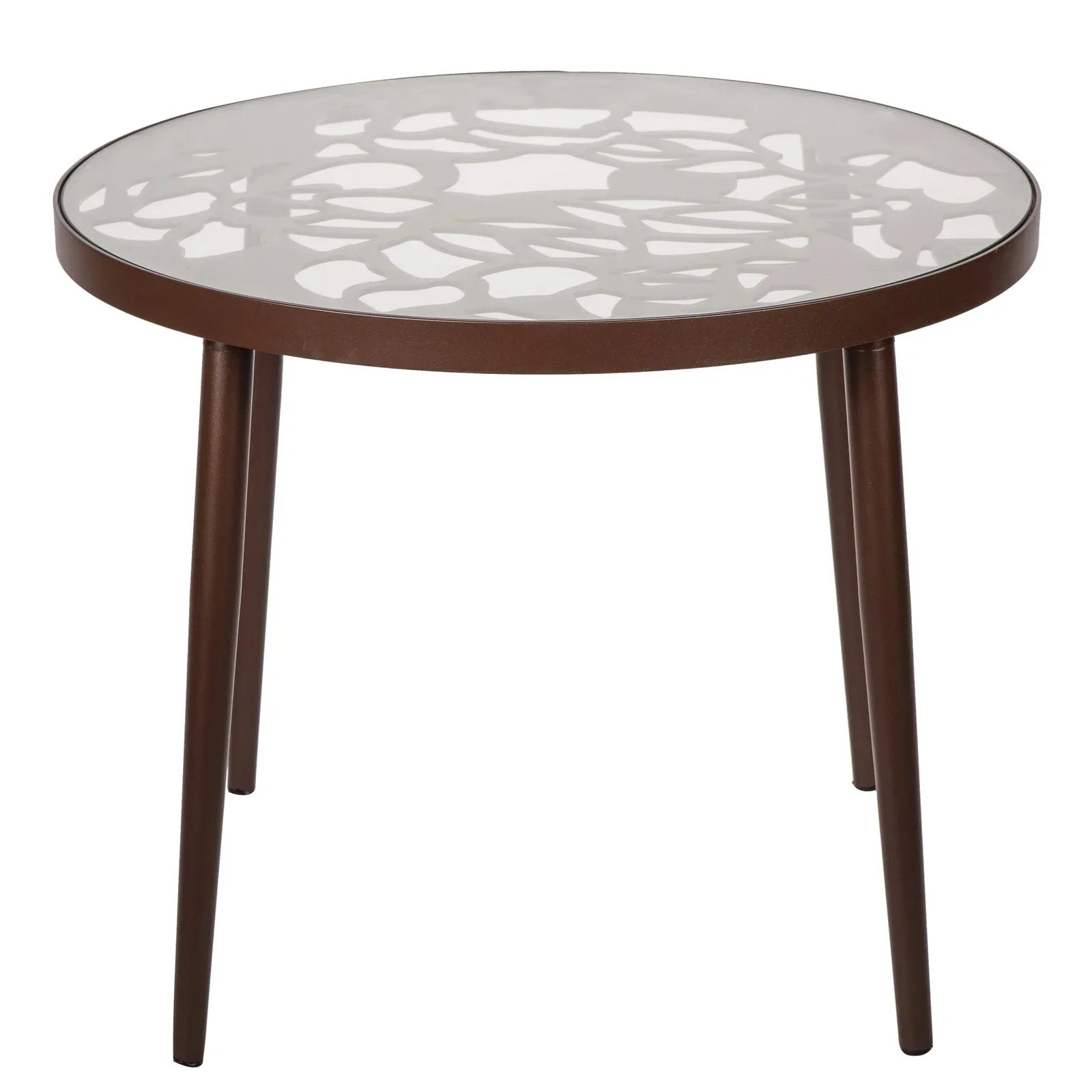 Devon Tree Design Glass Top Aluminum Base Outdoor End Table - Elax Furniture
