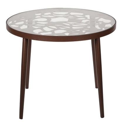 Devon Tree Design Glass Top Aluminum Base Outdoor End Table - Elax Furniture