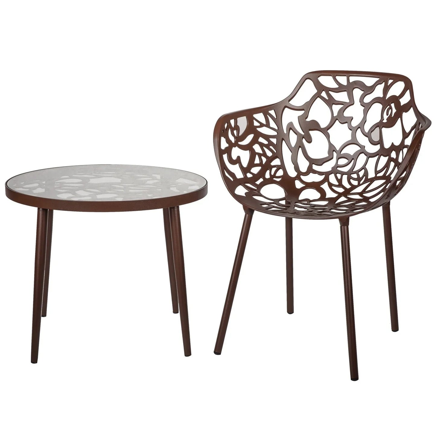 Devon Tree Design Glass Top Aluminum Base Outdoor End Table - Elax Furniture