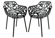 Devon 3-Piece Patio Dining Set: Aluminum Table with Glass Top & 2 Flower Arm Chairs - Elax Furniture