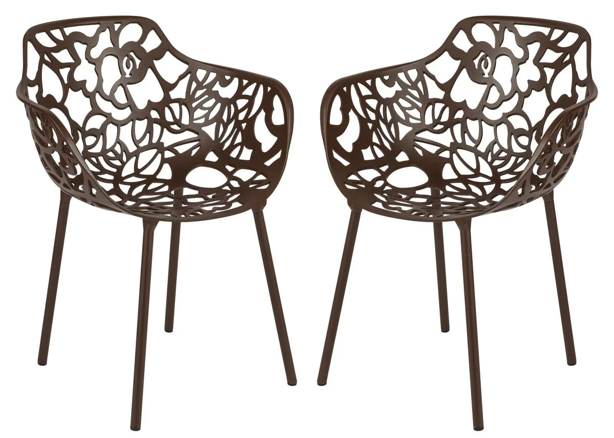 Devon 3-Piece Patio Dining Set: Aluminum Table with Glass Top & 2 Flower Arm Chairs - Elax Furniture