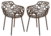 Devon 3-Piece Patio Dining Set: Aluminum Table with Glass Top & 2 Flower Arm Chairs - Elax Furniture