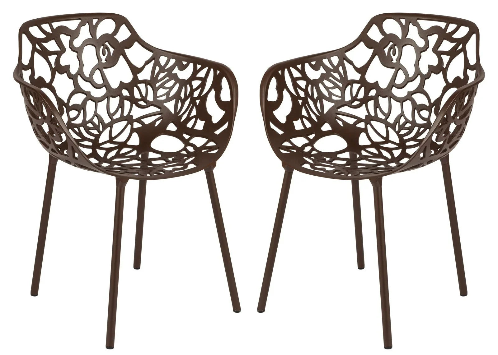 Devon 3-Piece Patio Dining Set: Aluminum Table with Glass Top & 2 Flower Arm Chairs - Elax Furniture