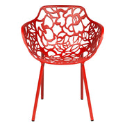 Devon 3-Piece Patio Dining Set: Aluminum Table with Glass Top & 2 Flower Arm Chairs - Elax Furniture