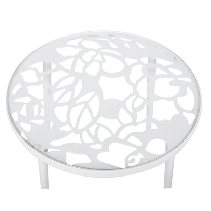 Devon 3-Piece Patio Dining Set: Aluminum Table with Glass Top & 2 Flower Arm Chairs - Elax Furniture