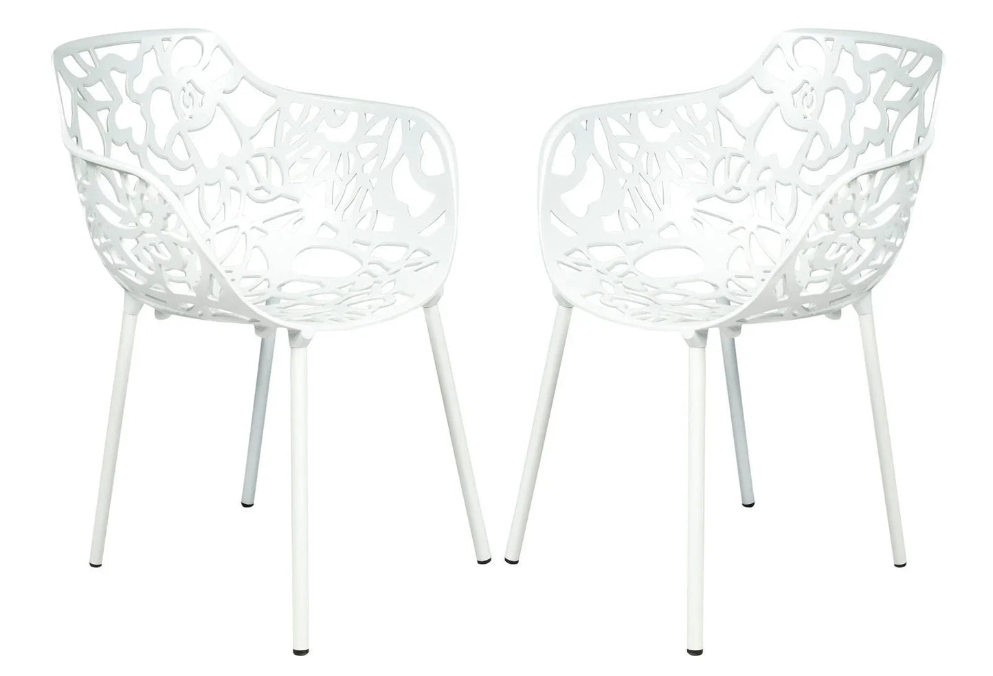 Devon 3-Piece Patio Dining Set: Aluminum Table with Glass Top & 2 Flower Arm Chairs - Elax Furniture