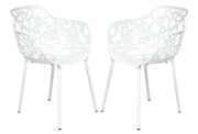 Devon 3-Piece Patio Dining Set: Aluminum Table with Glass Top & 2 Flower Arm Chairs - Elax Furniture