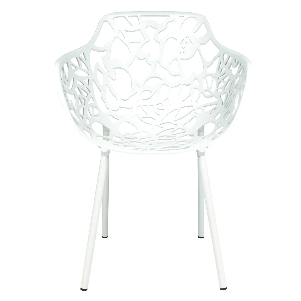 Devon 3-Piece Patio Dining Set: Aluminum Table with Glass Top & 2 Flower Arm Chairs - Elax Furniture