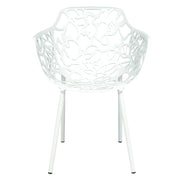 Devon 3-Piece Patio Dining Set: Aluminum Table with Glass Top & 2 Flower Arm Chairs - Elax Furniture